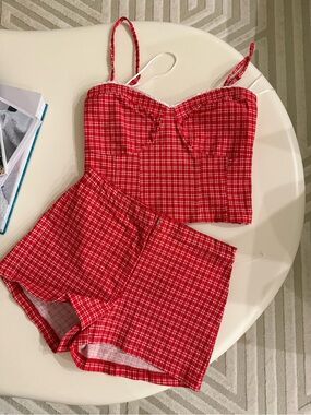 Ardene Red Plaid Cami & Short Set